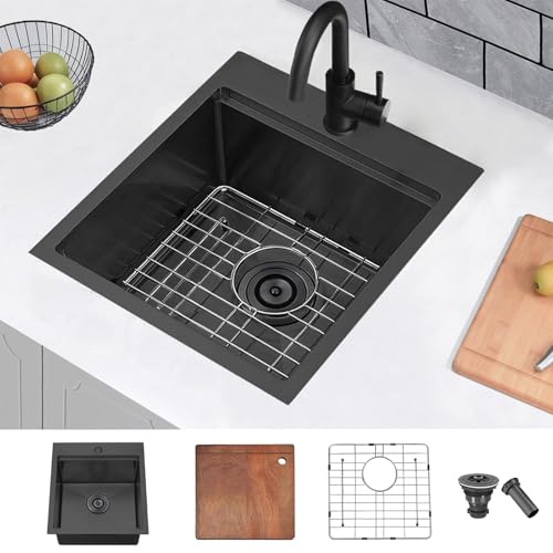 17x19 Inch Black Drop in Bar Sink