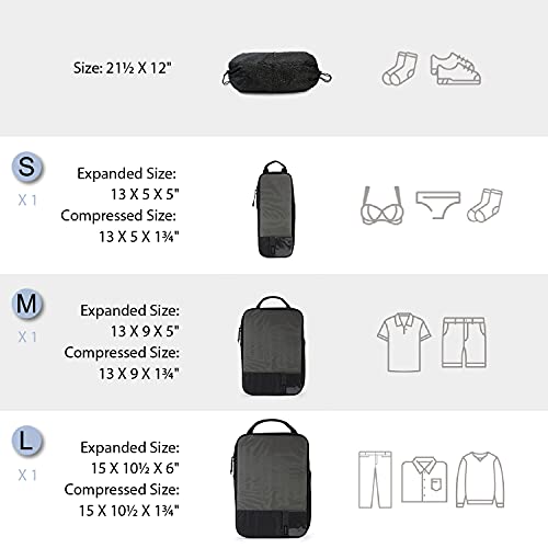 4 Set Compression Packing Cubes for Travel (6 Count)