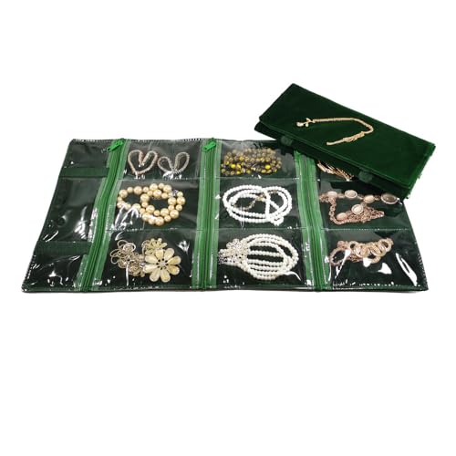Travel Jewelry Roll Bag Portable Organizer Pouch With Grids&PVC Cover Storage Bags for Necklace