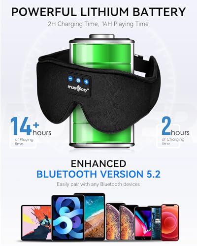3D Sleep Headphones Bluetooth 5.4 Sleep Mask with HD Speakers