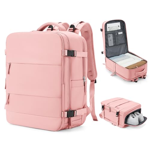 Large Travel Backpack Carry On for Women Man Gym Backpacks with Laptop Compartment Mochila de Viaje Teacher Personal Item Backpack Rucksack Airplane Accessories Must Haves Pink