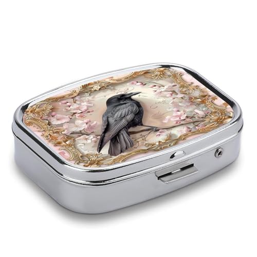 Metal 2 Compartment Pill Organizer Travel Friendly Portable Compact Pill Box Cute Pill Case to Hold Vitamins
