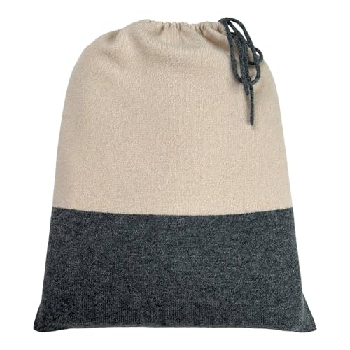 Cashmere Merino Travel Blanket & Pouch 55"x45" Pink & Gray
