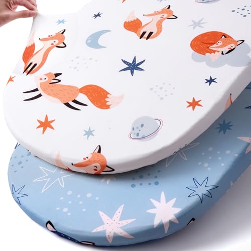 Stretch Fitted Bassinet Sheet Set BROLEX 2 Pack Cradle Sheets for Bassinet Pad (2 Count)