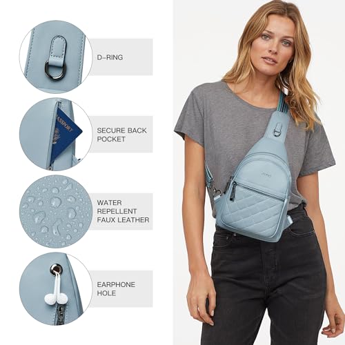 Sling Bag For Women Fanny Pack Crossbody Travel Shoulder Belt Bags Tote Backpack Purse Faux Leather Light Blue