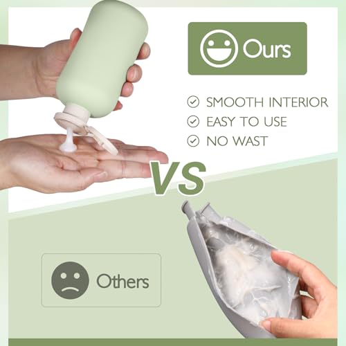 10oz 4Pcs Green Plastic Refillable Travel Shampoo and Conditioner Bottles Plastic Refillable Travel Shampoo Bottles with Flip Cap Shampoo and Conditioner Dispenser (4 Count)