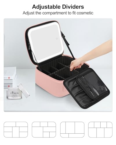 Travel Makeup Bag with LED Mirror