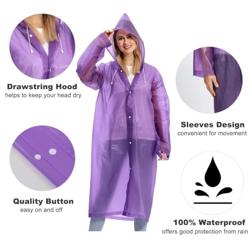 2 Pack Portable EVA Raincoats for Adults