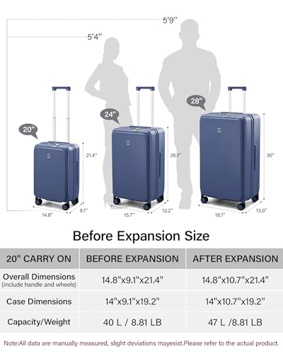 20 Inch Expandable Carry On Luggage 22x14x9 Airline Approved
