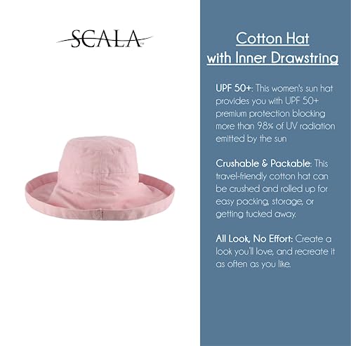 Women's Cotton Hat with Inner Drawstring and Upf 50+ Rating