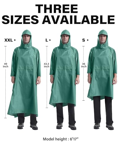 Hooded Rain Poncho Packable Waterproof Unisex Raincoat with Pocket