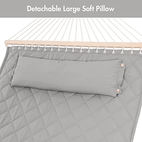 Patio Hammock with Spreader Bars and Detachable Pillow