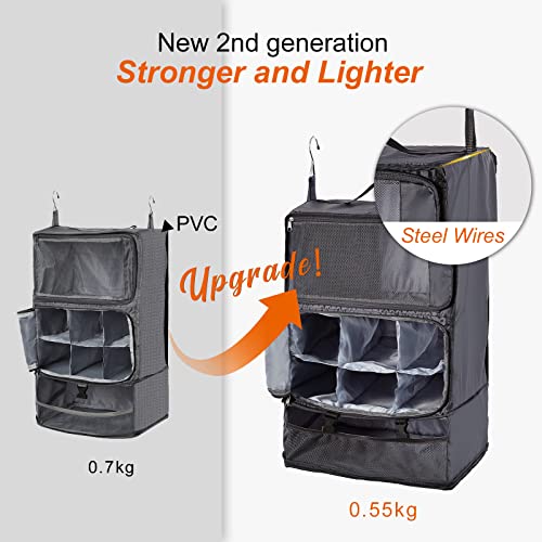 Travel Portable Hanging Shelves Closet Organizer Packing Luggage Storage with Multifunctional and Foldable Invisible Compartment