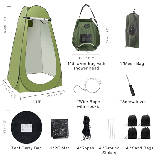 Portable Camping Bathroom Shower Tent Kit