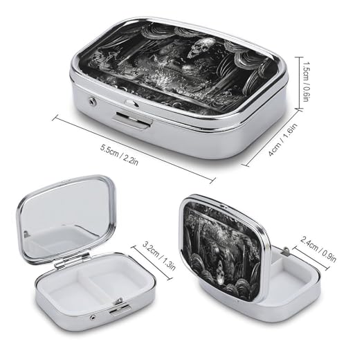 Metal 2 Compartment Pill Organizer Travel Friendly Portable Compact Pill Box Cute Pill Case to Hold Vitamins