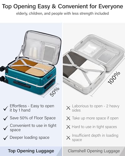 20 Inch Top Opening Aluminum Frame Carry On Luggage with TSA Lock