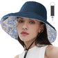 Womens Sun Hats Wide Brim Reversible Bucket Cotton Hat Packable Summer Travel Cap with Hat Clip