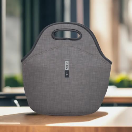 LunchTote Zippered Bag Insulated Neoprene Caddy (Anthracite / Large 4.5 Quart Lunch Tote)