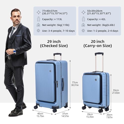 29 Inch Aluminum Frame Checked Luggage Top Opening