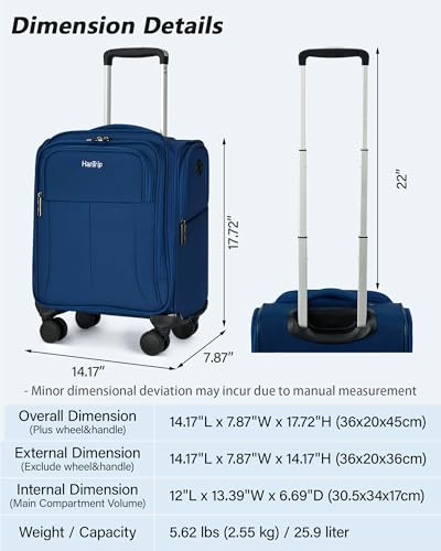 16 Inch Underseat Small Carry On Luggage with Spinner Wheels