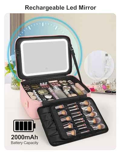 Large Makeup Case with LED Mirror