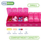 Weekly (7-Day) AM/PM Pill Organizer, Small Medicine Planner, Pink