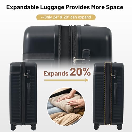 Luggage Sets Durable Hardshell 3 Piece Suitcase with Bags (5 Count)