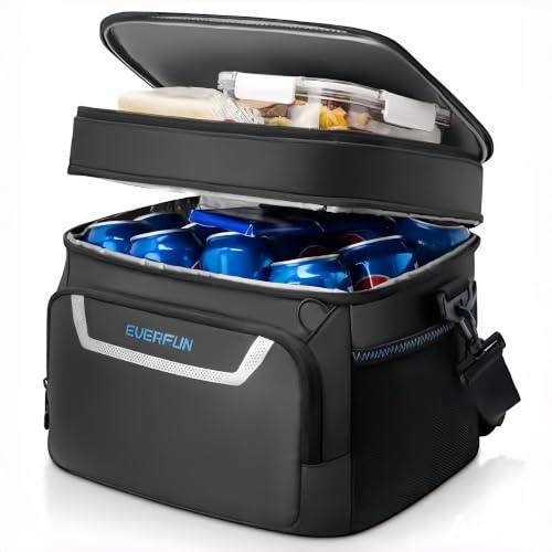 Small Cooler Bag 24 Can Insulated Lunch Box Double Deck Soft Leak (24 Count)