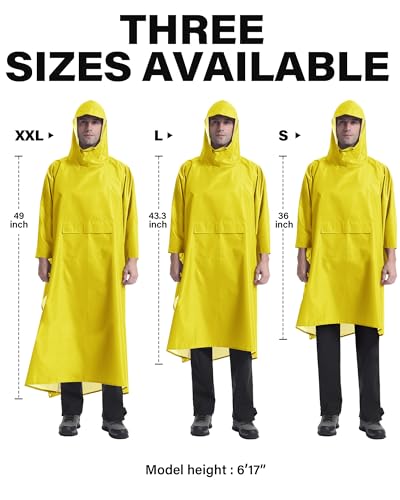 Hooded Rain Poncho Packable Waterproof Unisex Raincoat with Pocket