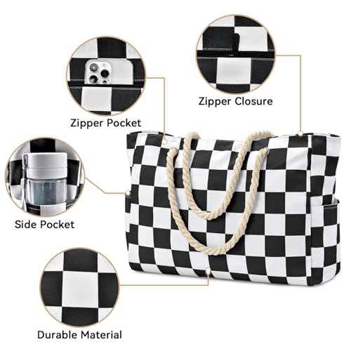 Beach Bag Large Beach Tote Bag for Women Waterproof Sandproof Swim Pool Bag With Zipper
