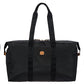 Bric’s X-Bag/X-Travel 2.0 Overnight Weekender Duffel, Water-Resistant Folding Carry-On with Leather Trim, Removable Shoulder Strap and Pass-Through Sleeve - Mini Bag Included – 22 Inch, Black