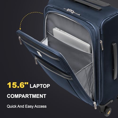 Softside Carry On Luggage 20" Expandable Suitcase with Wheels Blue