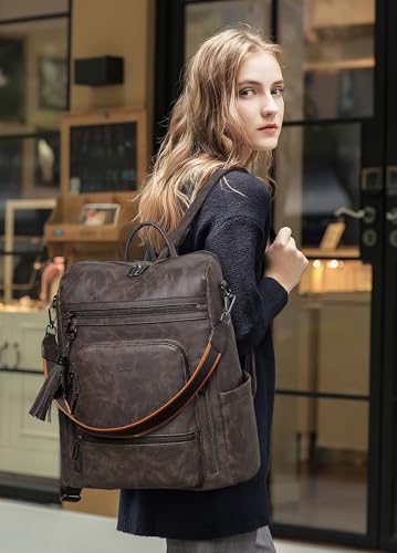 Vegan Leather Laptop Backpack for Women 15.6 inch Work Backpack Fashion Travel Backpack Purse for Business College
