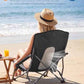 Beach Camping Folding Chairs for Adults Low Portable Chair with Cup Holder High Mesh Back for Outdoor Lawn Sand Travel Festival Concert