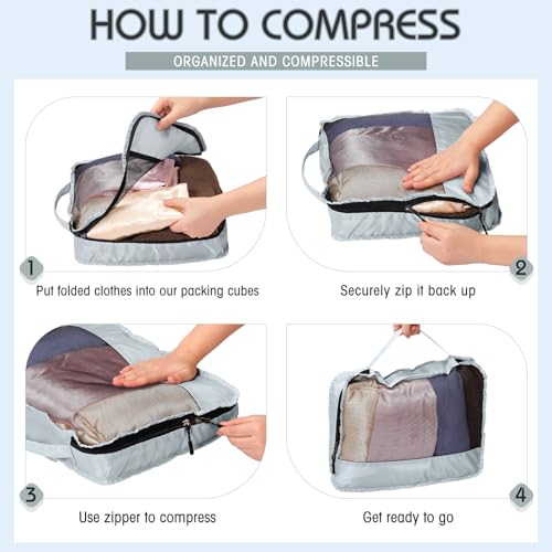 5 Pcs Packing Cubes for Suitcase Large Travel Cubes Carry on Luggage Organizer Bags for Clothes Accessories (5 Count)