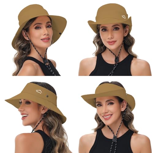 Sun Hats for Women Bucket Hat UV Protection Fishing Hat Wide Brim Safari Hats 2 in 1 Zip