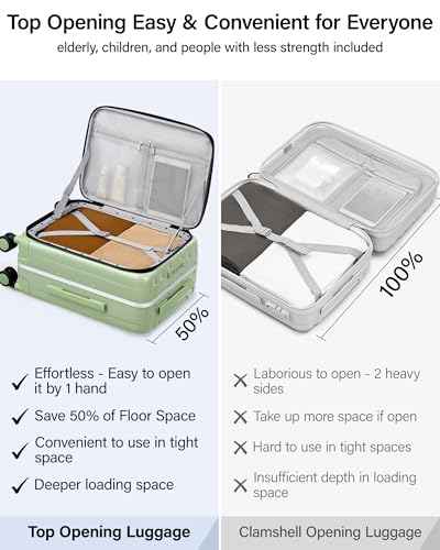 24 Inch Checked Luggage PC Hard Shell luggage Top Opening Aluminum Frame Travel Luggage Suitcases with Wheels for Woman Men