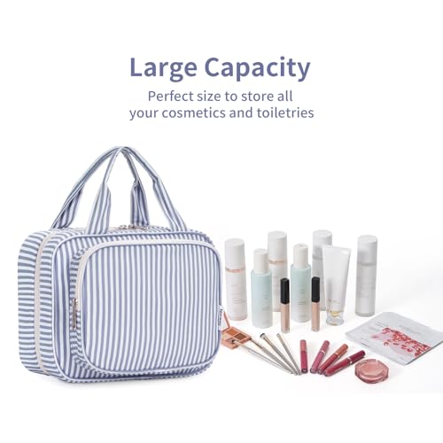 Striped Hanging Toiletry Bag for Women Travel Makeup Bag Organizer Toiletries Bag for Travel Size Essentials Accessories Cosmetics