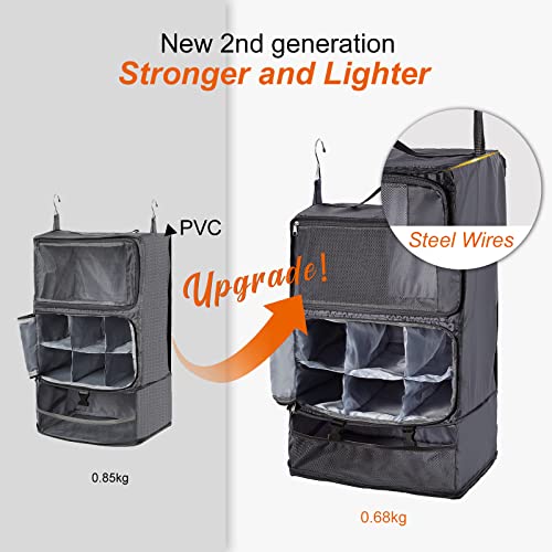 Travel Portable Hanging Shelves Closet Organizer Packing Luggage Storage with Multifunctional and Foldable Invisible Compartment