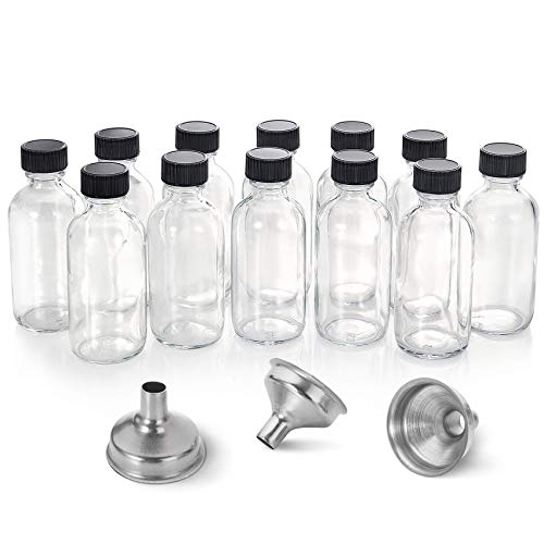 12 Pack 2 oz Small Clear Glass Bottles w (12 Count)