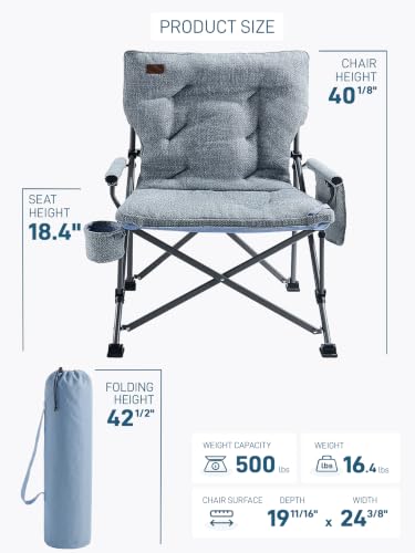 Padded Oversized Folding Camping Chair for Adults