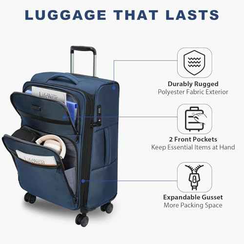 Softside Expandable checked Luggage with Front Business Pockets