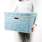 Larger Collapsible Storage Cubes with Lids Fabric Decorative Storage Bins Boxes Organizer Containers Baskets with Cover Handles for Bedroom Closet Living Room Blue 17.7x11.8x11.8 Inch 3 Pack (3 Count)