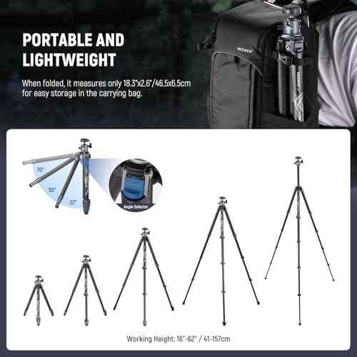 LITETRIP LT34 62" Travel Tripod Carbon Fiber with Removable 360° Panorama Head