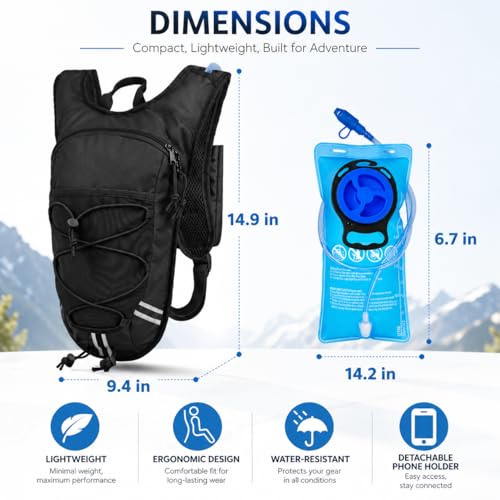 Lightweight Hydration Backpack 2L Water Bladder Pack