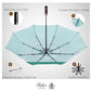 Folding Umbrella Real Wood Handle Herringbone Jade Green