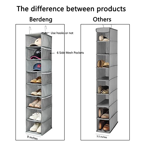 Hanging Shoe Organizer for Closet with Side Mesh Pockets