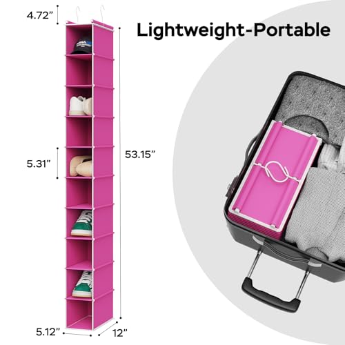 2 Pack 10 Tier Slim Hanging Shoe Organizer Pink