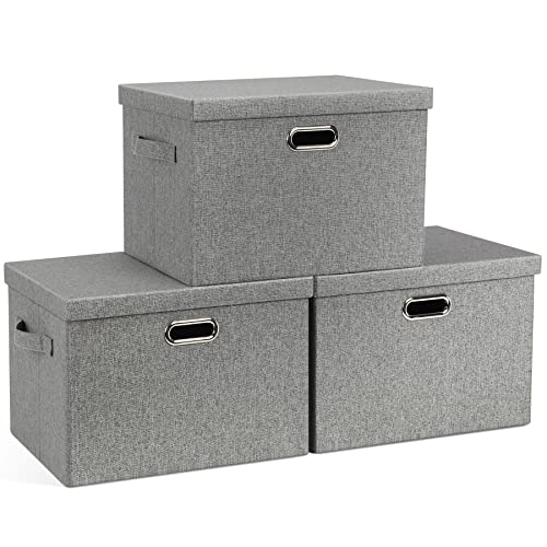 Large 17" 36 Quart Collapsible Stackable Storage Bins with Lids (3 Count)