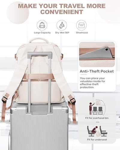 Travel Backpack Carry On for Women Man Gym Backpacks with Laptop Compartment Mochila de Viaje Teacher Personal Item Backpack Airplane Accessories Must Haves Beige Brown 20L